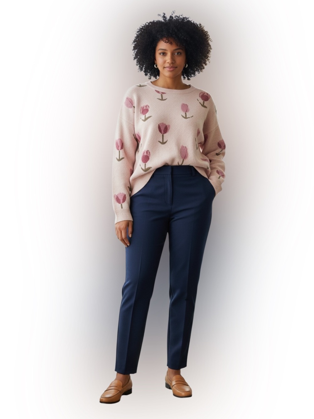 Tahari Tulip Print Sweater Pink Floral Knit Pullover Size 2X NWT - Picture 3 of 10